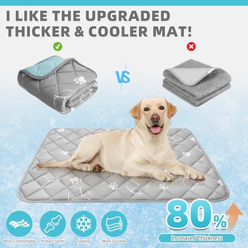 Dog Cooling Mat Extra Large,48''*28'' Upgraded Endothermic Color Changing Arc-Chill Cooling Fiber for Summer, Non Slip Sleeping Blanket Pet Pads,Washable Non-Toxic Mats for Bed Soft Crate - size: X-Large 48in x 28in (1 Pack)