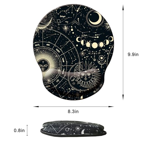 Mouse Pad with Wrist Support, Ergonomic Mouse Pad with Memory Foam Wrist Rest Cushion, Non-Slip Rubber Base Gaming Mice Pad for Home Office Computer Laptop, Moon Phase - color: Q-moon phase