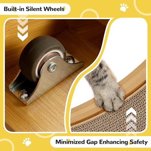 COZIWOW Cat Wheel for Indoor Cats, Cat Treadmill, Exercise Running Wheel | built-in scratching pad and locking mechanism, 34" cat exercise wheel, 8 robust positioning rollers in the base, up to 44 lbs