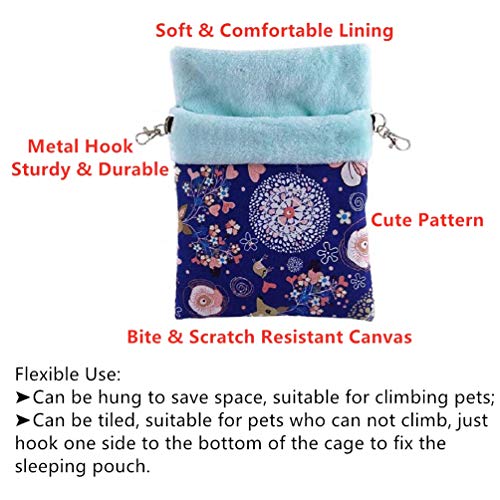 Litewood Sugar Gliders Sleeping Pouch Bag Small Pet Cotton Hanging Warm Comfortable Nest Bed for Small Animals Squirrels Marmosets Rats Hamster (LARGR,Blue Deer) - color: Blue Deer, size: LARGR