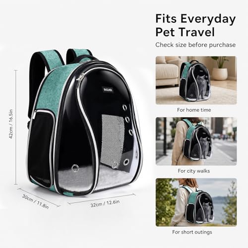 BAGLHER Cat Carrier Backpack Bubble - Fit Up to 18 Lbs - Airline-Approved Dog Backpack Carrier for Small Pets Puppies Dogs Bunny, Space Capsule Dog Carrier Backpack for Travel Outdoor Hiking, Green - color: Green