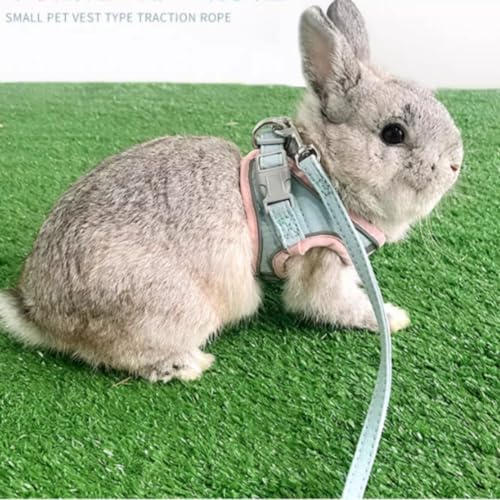Rabbit Harness and Leash - Adjustable Bunny Harness Escape Proof for Walking Runnig Hiking Camping Outdoor - Cute Small Animal Harness Leash Set (Medium) - size: Medium