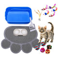 Kitten Litter Box Starter Kit with Mat, All-in-One Starter Kit for Kittens & Small Cats, Anti-Tracking Litter Mat, Easy Clean, Includes Scoop & Toys, Compact Size (GreyScoop) - color: GreyScoop