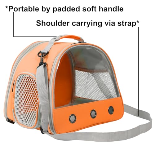 Rabbit Travel Carrier,Lizards Carrier, Small Animal Travel Bag for Bunny Sugar Glider Hedgehog Rat Parrot Bird Guinea Pig, Portable Guinea Pig Travel Cage for 2 - color: Orange