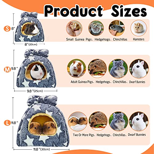Guinea Pig Bed, Hideout House for Small Animals, Warm & Cozy | Premium Fleece Material, Ideal Bed & Accessories for Hamsters, Chinchillas, Dwarf Bunnies, Hedgehogs, M, Grey Stars - color: Greystars, size: M-10" x 10"
