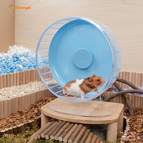 Niteangel Super-Silent Hamster Exercise Wheels: Quiet 10 inch Running Wheel | Can 10.6-13.4" Adjustable Height - No Bend Back Spinner Running for Dwarf Syrian Hamster Gerbils Mice Or Other Small Animal - color: Light Blue, size: Medium