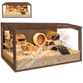 PROLEE Hamster Cage with Chewproof Wood Top, Guinea Pig Cages, Hamster Habitat with Clear Acrylic Sheets Solid Built, Small Animal Cage (Walnut, 40X19.5X19.5 inch) - color: Walnut, size: 40.0"L x 19.5"W x 19.5"H