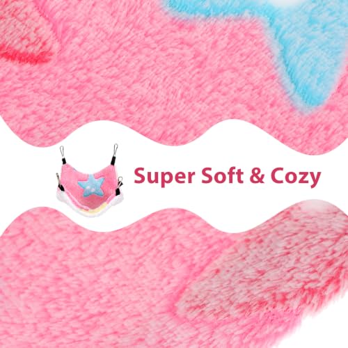 2 Pack Hanging Corner Pet Rat Hammock with Hooks, Warm Fleece Hammocks Small Animal Bed Hideout Swing Cage Accessories for Rats Squirrels Sugar Gliders Guinea Pigs Hamsters Ferret Chinchilla