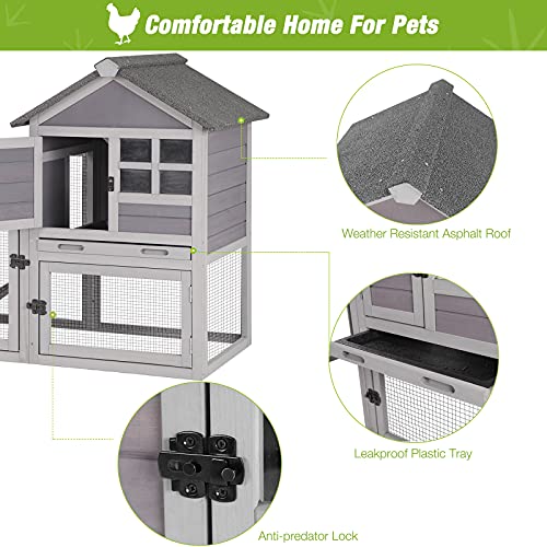 GUTINNEEN Rabbit Hutch Bunny Cage Expandable Indoor Outdoor Wooden Rabbit Cage Bunny Hutch with Run with Plastic Tray (103.2" L, 2 Sets Packing)
