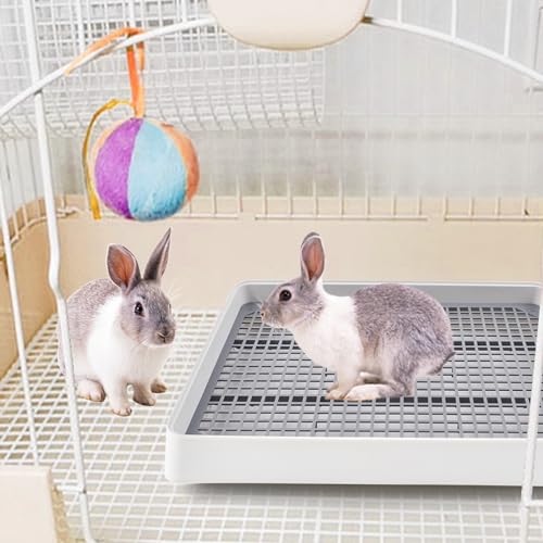 Large Rabbit Litter Box for Cage,Bunny Litter Box Grate Restroom with 50 Pcs Disposable Rabbit Cage Liner Guinea Pig Litter Pan with Grate Rabbits Litter Tray Pet Toilet for Rat Ferret Hamster
