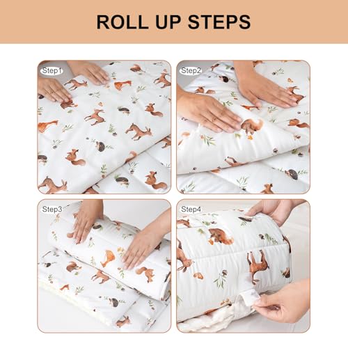david's kids Toddler Nap Mat with Pillow and Minky Fleece Blanket, 55"x23",Ultra Soft Slumber Bags for Kids, Perfect for Preschool, Daycare, Kids Sleeping Bags with Rollup Design, Woodland Animals - color: Woodland Animals