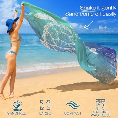 BYDOLL Beach Blanket Waterproof Sandproof,78''X81''/78''X110'' Large Sand Free Oversized Lightweight Sand Resistant Blanket, Picnic Mat for Beach Travel Camping Hiking Essentials - color: Sea Turtle, size: 78''X81"