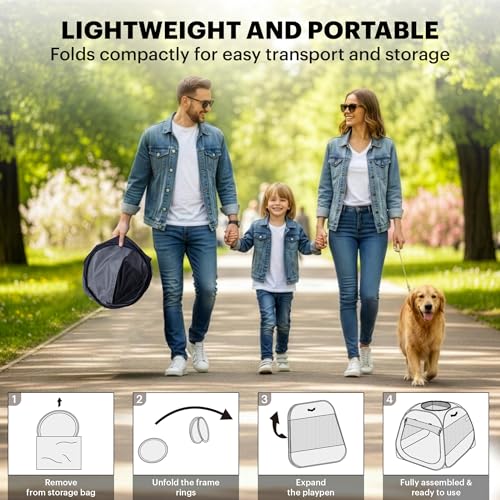 LAFYETTE. - US Based, Portable Cat Playpen, Trapezoidal Stable Design, Foldable Pet Tent for Indoor Outdoor Use, Cat Dog Play Enclosure, Kitten Puppy Kennel Crate, Pet House, Easy Setup, 33" x 26.5" - size: Medium (33"L x 26.5"H)