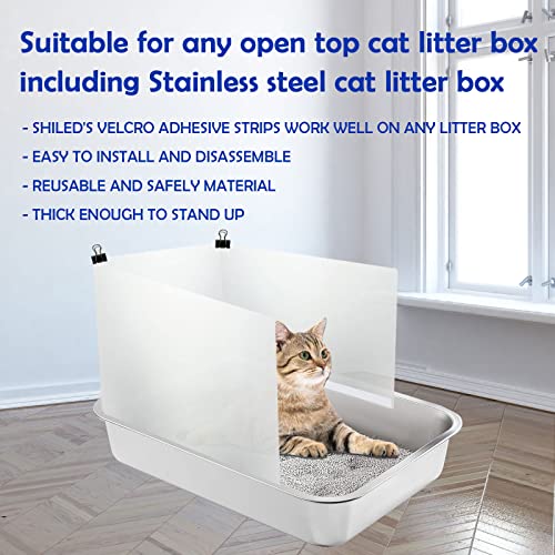 3Pcs Large Cat Litter Box Pee Shields, Splash Guard for Open Top Litter Pan | Transparent Privacy Screen Easy Clean High Side Open Top Kitty Pan Shield - size: Large (3pcs)