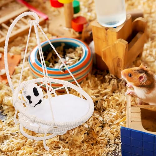 FRCOLOR Hamster Hammock Bed Hanging Small Animal Nest Cozy House for Guinea Pig Rat Reptile Cage Accessories 10X10 Inch Cotton Sleeping Swing