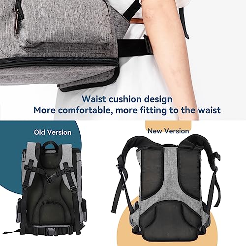 Petsfit Dog and Cat Backpack Carrier, Padded Waist Support, Up to 18 lb | 13.5 x 12.5 x 17.5 in; reinforced frame, 600D Oxford, 4 mesh panels, lockable zippers, safety tether and washable mat. - color: aPink