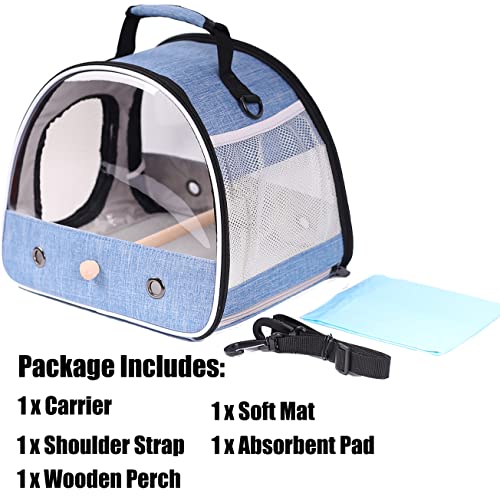 Small Bird Travel Carrier, Portable Bird Travel Carrier for Parakeet, Parrot, Budgie, Guinea Pig, Bearded Dragon Reptile Carrier for Hiking Vet Visit Bicycle Ride (Blue) - color: Blue