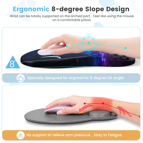 HAOCOO 3-Pcs Ergonomic Keyboard Wrist Rest Set with Mouse Pad | Ergonomic Wrist Support Set, Memory Foam Cushion, Smooth Tracking Surface, Massage Texture, Non-Slip Office Desk Accessory - color: Marble Blue