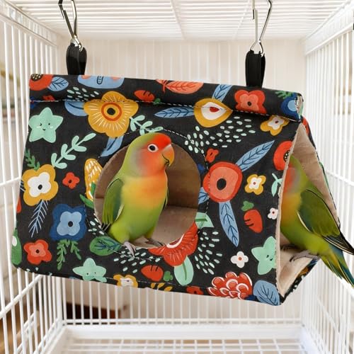 Rypet Bird Bed for Cage, Bird Tent Hut Hammock Parrot Bed Plush Navy Blue M | Warm Plush Cotton Comfort, Side Hole Entry, Dual Hanging Straps for Cage, Machine Washable, Green Bird Tent for Medium Birds - color: Navy Blue, size: Medium (Pack of 1)