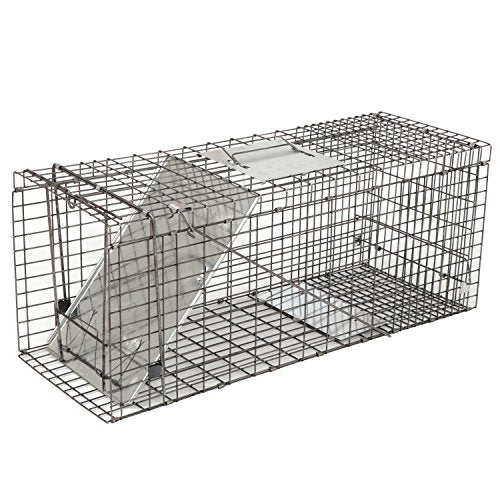 32 Inch Live Animal Cage Trap, One-Door Collapsible Catch and Release Humane Rodent Cage for Rabbits, Raccoon, Stray Cat, Squirrel, Mole, Gopher, Opossum, Skunk, Groundhog, Armadillos - style: 32" X 12" X 12.5" w/Iron Door