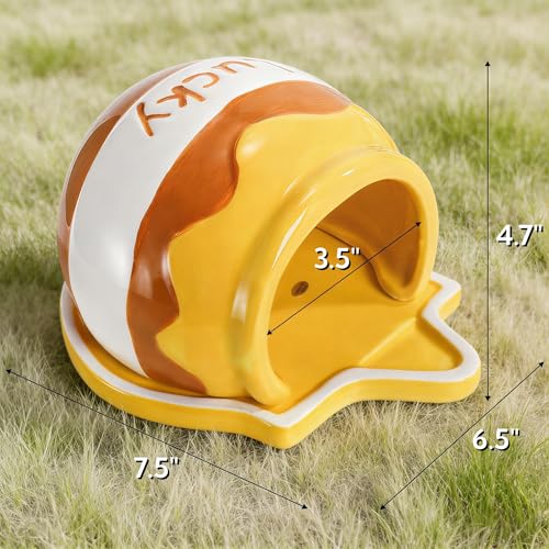 Honey Hamster Hideout, Ceramic Small Pet Hideaway House, Guinea Pig Habitat Decor, Cute Syrian Hut, Chinchilla Cage Accessories for Dwarf Hamsters, Mice, Rats, Toads
