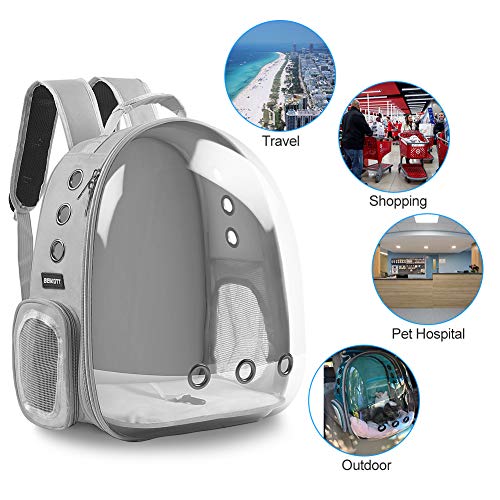 Cat Backpack Carrier, Pet Backpack, Breathable Cat Dog Space Capsule Backpack, Airline-Approved for Small Cats Dogs Birds Bunny Travel Hiking - color: BUBBLE-GY