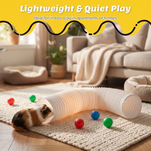 Ferret Tunnel Toy with 3 Balls, Collapsible Interactive Tube for Ferrets, Guinea Pigs, Hamsters & Small Pets, Lightweight Foldable Play Tunnel