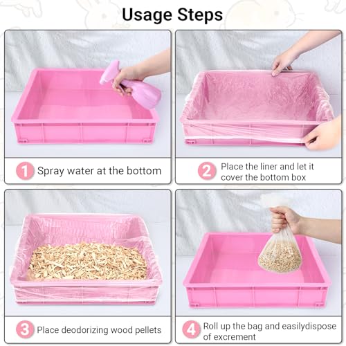 100 Pcs Clear Plastic Disposable Cage Liners for Trays Max 14x13x2in, Leak-Proof & Convenient Rabbit Cage Liner Bag Bulk Pack for Small Animals, Hamster Rabbits Pet Supplies Litter Box Liner