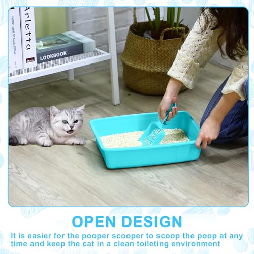 Amyhill 5 Pcs Open Cat Litter Box Kitten Litter Pan with 5 Scooper Medium Plastic Pet Tray Durable Nonstick Kitten Box for Indoor Pets Cats Rabbit Supply Easy to Clean, 14.6x10.6x3.4 Inch(Multicolor) - color: Multicolor