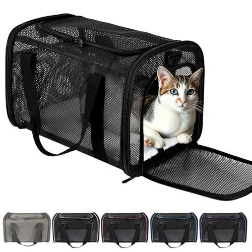 Dog Carrier Pet Carrier for Small Medium Cats Dogs Puppies up to 16 Lbs, TSA Airline Approved, Soft Sided, Collapsible Cat Bag Carrrier (Black, 17 * 11 * 11) - color: black, size: 17*11*11