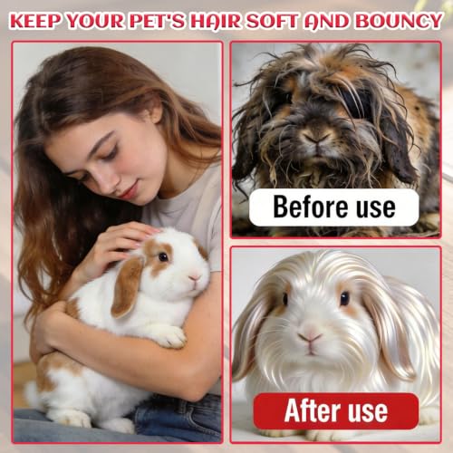 3PCS Rabbit Brush, Bunny Grooming Comb & Soft Silicone Small Pet Brushes | with Grey Cleaning Brush, Small Animals Massager Cat Shedding Brush Pet Hair Remover Dog Combs for Kittens Puppies