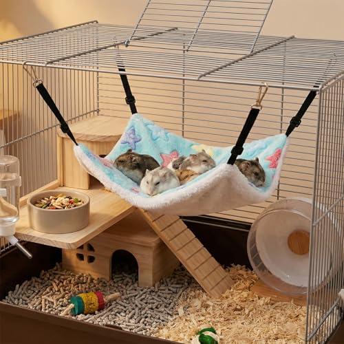 Covzoe 6 Pieces Cat Hammock for Cage, Reversible Soft Pet Hanging Bed | Double Sided Pet Sleeping Hammock with Adjustable Strap for Cat Ferret Puppy Rabbits Small Animals