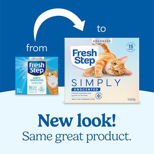 Fresh Step Advanced Simply Unscented Multi Cat Clumping Cat Litter, 18.5 lb | Formulated with No Added Dyes or Fragrances, Ammonia Block Technology, Low Dust, Compatible with Most Automatic Litter Boxes - size: 18.5 lb
