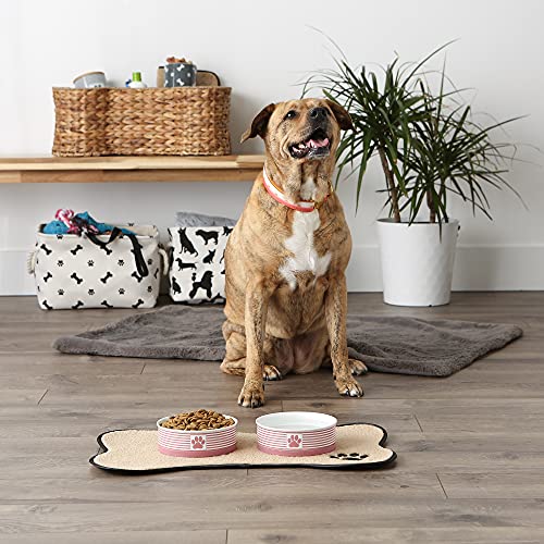 Bone Dry Paw & Patch Ceramic Pet Collection, Medium Set, 6x2, Rose, 2 Piece,5742 - color: Rose, size: Medium Bowl Set, 6x2"