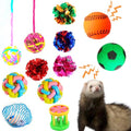 12 pcs Ferret Squeaky Toy Balls Squeaker Toys Teething Colorful Bouncy Rubber Bell Balls Mylar Crinkle Interactive Sound Toy Exercise Scratch Chew Toys for Ferrets Pet Cat Dogs - color: pattern 2