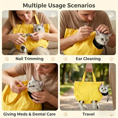 Cat Carrier Bag, Soft Pet Canvas Shoulder Carrying Pouch Hand Free Kitten Backpack with Holes for 5-11 lbs Small Dogs, Cats, and Pets Outdoor Travel, Yellow - color: Yellow