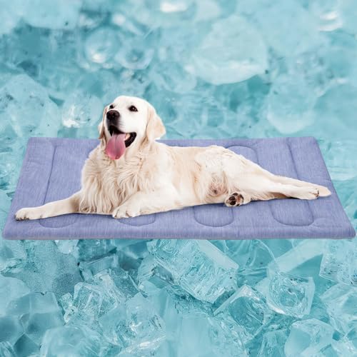 Cooling Mat for Large Dogs - Double-Sided Waterproof & Cool, Q-MAX>0.47, Portable Dog Cooling Mat for Summer. (L - 35.5''x23.6'') - size: L (35.5''x23.6'')