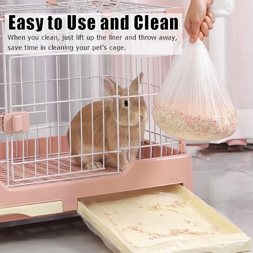 Ouliget Disposable Rabbit Cage Liner Bag with Elastic,Portable Large Size Pet Litter Box Tidy Bags,Small Animal Universal Toilet Film for Bird Hamster Cat Hedgehog,50 Pieces