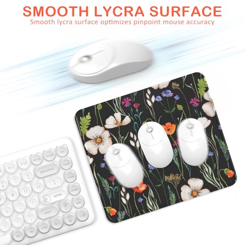 Mouse Pad with Stitched Edge, Multiple Patterns Computer Mouse Pads with Non-Slip Rubber Base, Washable Cloth Mousepad, for Gaming, Laptop, PC (Wildflower Night) - color: 29Wildflower Night