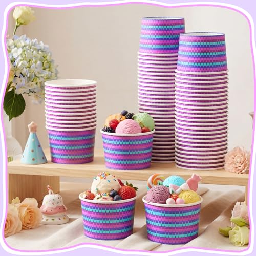 Jingmore 100 Pcs Ice Cream Paper Cups Bulk 8 oz Disposable Dessert Bowls for Hot or Cold Food Snack Treats Gift for Birthday Summer Party Favor Decoration(Video Game) - style: Video Game