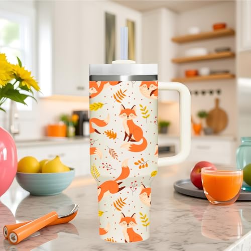 AMZUShome Foxes Gifts.40oz Fox Tumbler with Handle.Foxes Lover Cup Gift.Birthday Christmas fox Tumblers Gift for Women Men. - style: Fox