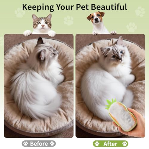 Cat Steam Brush for Shedding, 4 in 1 Rechargeable Steam Brush for Cats and Dogs, Anti-Static, Massage, Cleaning, Shedding & Combing All in One! (Green) - color: Green