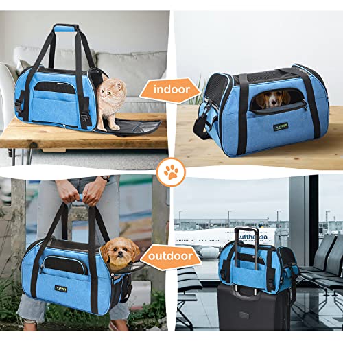 JESPET Soft-Sided Kennel Pet Carrier for Small Dogs, Cats, Puppy, Airline Approved Cat Carriers Dog Carrier Collapsible, Travel Handbag & Car Seat - color: Turquoise Blue, size: 17.0"L x 9.0"W x 11.5"H