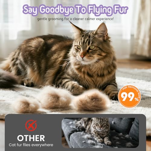 Dog & Cat Brush for Shedding, 2-in-1 Self Cleaning Deshedding Brush | Adjustable Bristle Length with Dematting Comb Skin Friendly Fur Shedding Removal Tool for Long Medium Long Hair Pets (Purple) - color: Purple