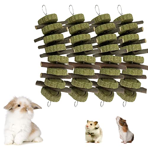 kathson Rabbit Chew Toys,Bunny Grind Teeth 100% Natural Organic Apple Wood Stick Improve Rodent Health Rabbits Hamsters Squirrel Guinea Pig(4 Pieces)