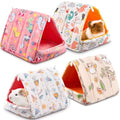 Cinnvoice 4 Pcs Guinea Pig Hideout, Guinea Pig Bed Tunnel, Rabbit Washable Small House Cage Accessories for Bunny Hedgehog Mouse Chinchillas Hamsters Ferrets Bearded Dragons Rats(Cartoon, 7.9 in) - size: 7.9 in, style: Cartoon