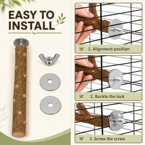 Bird Perch Bird Cage Accessories Parrot Toys Natural Wood 6Pcs Set for Parakeet Cockatiel Conure Lovebird Small Medium Birds
