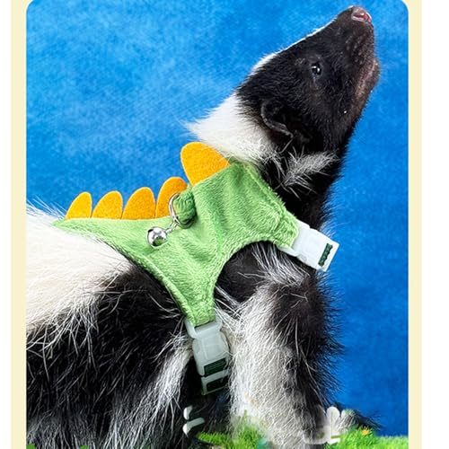Ferret Harness and Leash Set Small Animals Vest Harness with Safe bell Dinosaur Shaped Walking clothes for Baby Rabbit Guinea pig Teacup Chihuahua Mouse and other small pet(Green Dinosaur) - color: Green Dinosaur