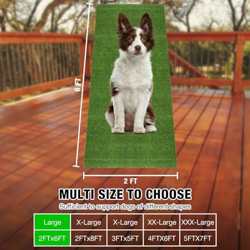GLOBREEN Grass Pad for Dog Large Size - 2FTx6FT Dog Potty Training Turf | High Drainage, Indoor Outdoor Pets Pee Fake Grass Runner Rug for Balcony Patio Yard Deck Pools Walkway, 8mm Low Pile - size: 2FTX6FT