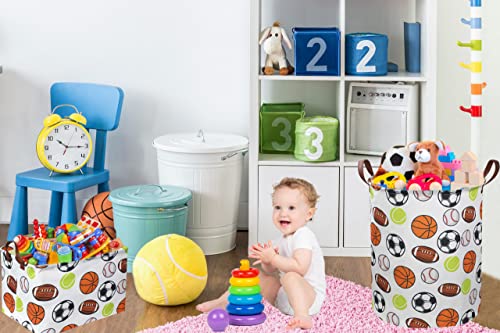 Rectangular Basketball Baskets,Football Basket Organizer.Baseball Basket with Handles.Basketball Bins,Clothers,Books,Kid's Gifts Storage. (Ball) - color: Ball